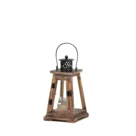 10017540 ACCENT PLUS Ideal Candle Lantern Wood Pine Iron