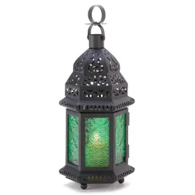 13244 ACCENT PLUS Iron Glass Cutouts Moroccan Candle Holder