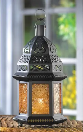 37437 ACCENT PLUS Glass Moroccan Lantern High Multicolor #2