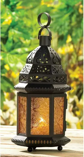 37437 ACCENT PLUS Glass Moroccan Lantern High Multicolor