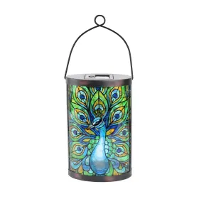 4448771 AFIRST Solar Lantern Glass Peacock Lights Waterproof