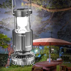 9299 AICASE Solar Power Fan Hiking Camping Tent Handheld Lamp