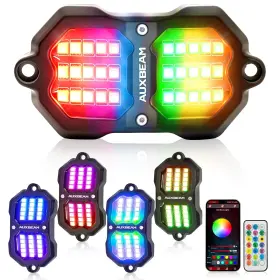 Auxbeam Qp011599-ves 4-pod Rgb Led Rock Lights With Brake Mode 213 Dual-side Lighting D