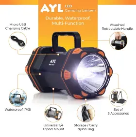 060906320058 AYL Led Camping Lantern Rechargeable Flashlight #2