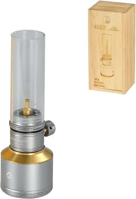 US-T-1D15 CAMPING MOON Gas Lantern Candle Tank Wooden