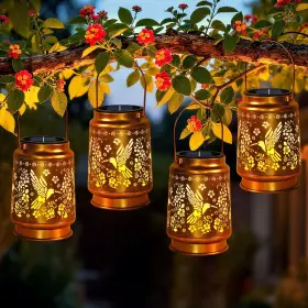 Chygron Chy-fndl-4p Solar Lanterns Outdoor Waterproof Hummingbird Hanging Lantern Metal Pat