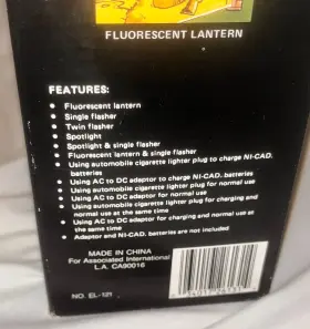 EL-121 COBRA Fluorescent Lantern Car Adapter #2