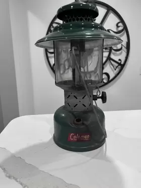1951-A COLEMAN Lantern Big Hat Double Mantle Pyrex Globe