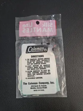 202951 COLEMAN Silk Lite Lantern Mantles Camping Nos #3