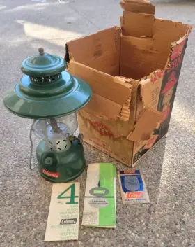 228E195 COLEMAN Big Hat Double Mantle Lantern Pyrex Box