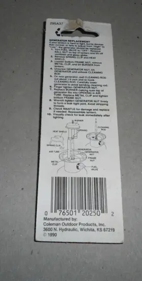 295-5891 COLEMAN Nos Lantern Generator #2