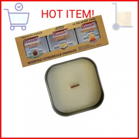 368093077164 COLEMAN Scented Tin Citronella Candle Pack Pine