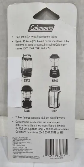 5344H706 COLEMAN Fluorescent Tubes Light Bulbs Watts Nos #2