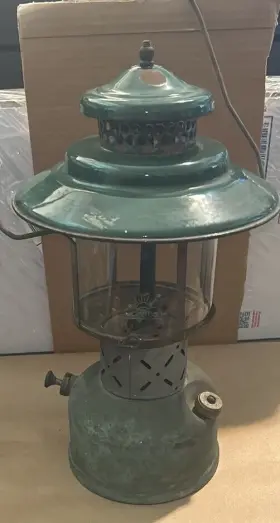 A-1949 COLEMAN Big Hat Lantern Globe Pyrex Lettering