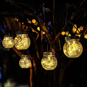 794969584038 COOO Pack Crackle Glass Lantern Led Firefly