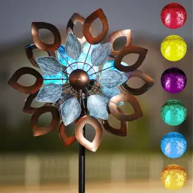 313100737715 CYAN OASIS Copper Wind Spinners Solar Led Light