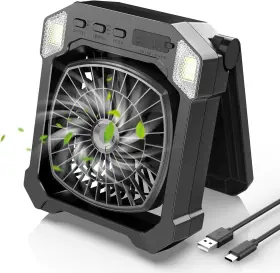 724990412109 DESHIMAO Solar Fan Light Battery Camping Rv