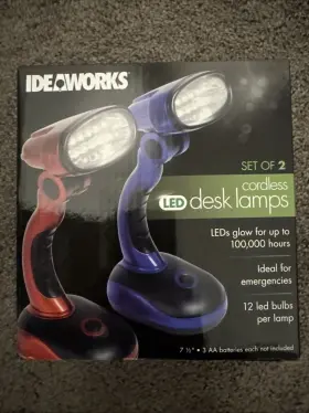 JB6173 EDMUNDS Ideaworks Cordless Battery Led Desk Lamp Set #3