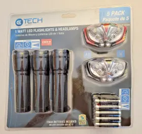 199696 ETECH Led Flashlights Headlamps Batteries