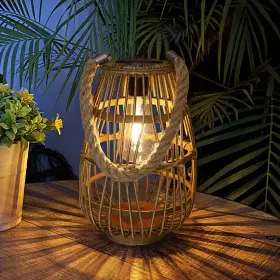 CS00006 HERJIATK Solar Lantern Lights Natural Rattan