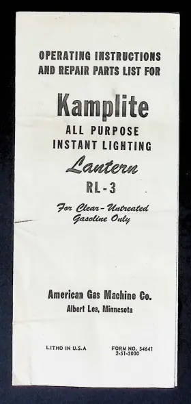 RL-13 KAMPLITE Lantern Operating Brochure