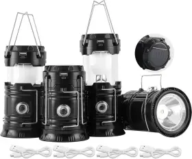 CLS-L004BK LICHAMP Solar Camping Lantern Usb Rechargeable Led