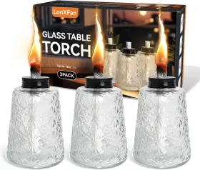 L-028 LONXFAN Pack Glass Outside Table Top Torch Tabletop Oil