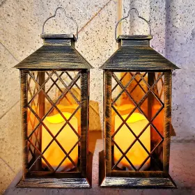 738295121062 SOLAR Set Candle Lantern Flickering Flameless