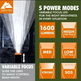 8104-DF1600 OZARK TRAIL Led Flashlight Hybrid Power Alkaline #3