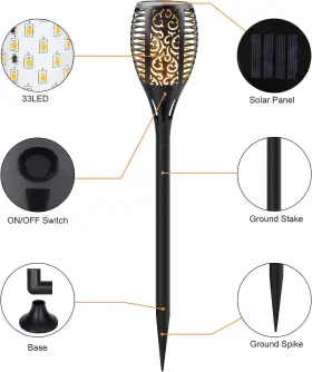 192132864312 PERMANDE Solar Flame Lights Torch #2