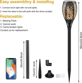 192132864312 PERMANDE Solar Flame Lights Torch #3