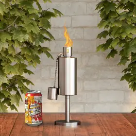 50-221 PURE GARDEN Table Top Torch Canister Tall Steel