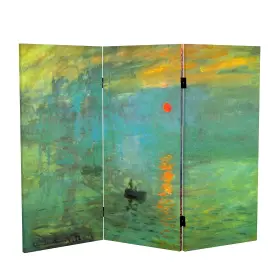 CAN-3MONET4-3P RED LANTERN Double Monet Canvas Folding Screen