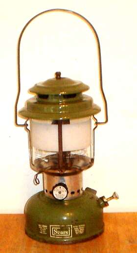 72242 SEARS Coleman Avocado Lantern Frosted Pyrex Globe