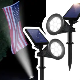 SFSSL1 SF SUNFUNY Solar Spotlights Spot Light Flag Pole Dusk