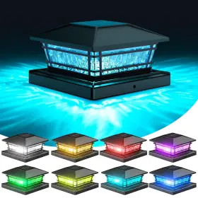 SPL-RGB8-BK SPARLUVIX Solar Post Cap Lights Solid Changing