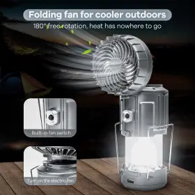 767700396573 SZJIEIFR Camping Lanterns Fan Solar Charging #3