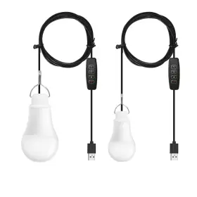 Taysing Tsub007 2 Pack Usb Light Bulb Dimmable Powered 5v 7w Camping Lantern Lamp Hanging