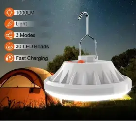698596309821 RECHARGEABLE Led Camping Tent Light Usb Solar