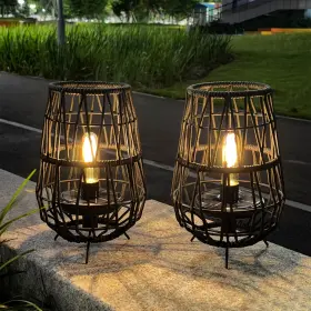 9378-S2 TRIROCKS Set Solar Lantern Table Lamp Outside Lights