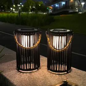 9379AM-S2 TRIROCKS Set Solar Lantern Table Lamp Outside
