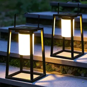Trirocks Trc40358-s2 Set Of 2 Outdoor Solar Lantern Portable Brightness Led Nightstand Por