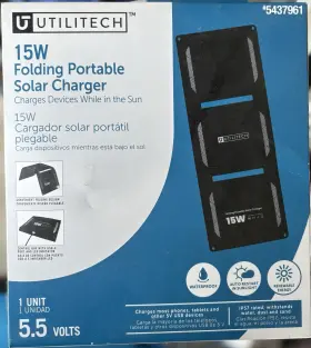 5437961 UTILITECH Folding Solar Panel Cell Phone Battery
