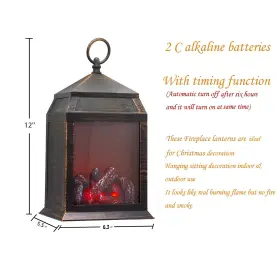 034484219849 YAKII Fireplace Lantern Bright Leds Timer Opera #2