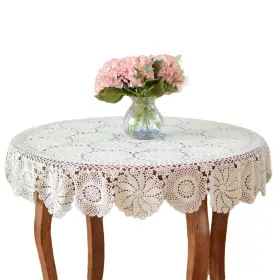 OSA2NP-A YIZUNNU Handmade Crochet Round Tablecloth Lace Table