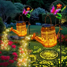 Yjfwal Hdshd-2p-ww 2 Pack Big Solar Butterfly Watering Can Lights Gift For Mom Grandma Women Wi