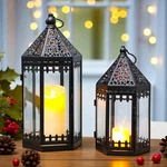Trirocks Set Of 2 Deacorative Candle Lantern 16'' & 12'' High Metal Back 1. Fixed Price $92.35.