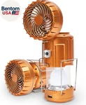 5-in-1 Solar Light And Fan (gold) - Rechargeable Lantern With Phone Charger & Po. Fixed Price $27.00.