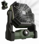 Wakeman Outdoors Camping Fan With Tent Light Rechargeable 5400mah Battery Green. Fixed Price $19.99.