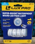 Luxpro 16 Lumens Waterproof Micro Led Puck Lights Pack Of 5 Adhesive Lp172 New. Fixed Price $19.99.